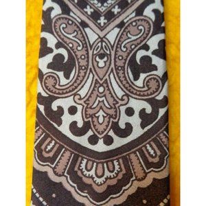 1960's SEARS VINTAGE SKINNY ~ MENS DRESS TIE ~ BROWN GRAY PINK FILIGREE ~ 53"